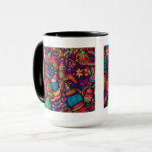 Weihnachts-Dekorative Muster Combo Tasse, 15 oz Tasse (Vorderseite Links)