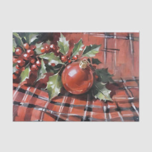 Weihnachts-Dekoupage Holly und Ornamente Seidenpapier