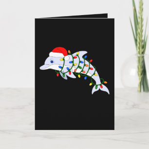 Weihnachts-Delfin-Weihnachtsmann-Mützen-Feiertagsl Karte
