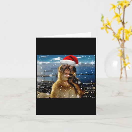 Weihnachts-Denk-Affe-Meme Brainrot Weihnachtsgesch Karte (Gelbe Blume)