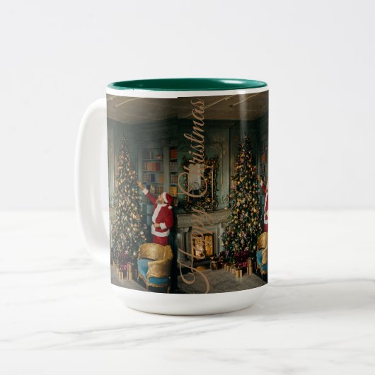 Weihnachts-Design-Kaffeebeutel Zweifarbige Tasse (Vorderseite Links)