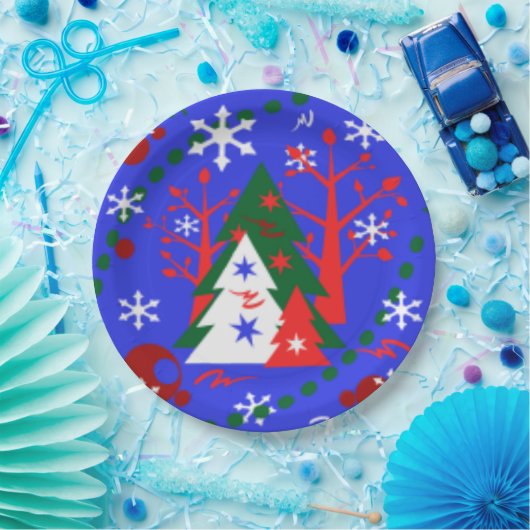 Weihnachts-Designer Papier-Teller - Geschenke Pappteller (Party)