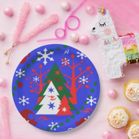 Weihnachts-Designer Papier-Teller - Geschenke Pappteller (Party)