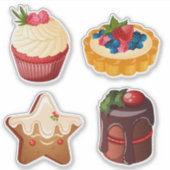 Weihnachts-Dessert mit Cupcake, Gingerbread & Tart Aufkleber (Vorderseite)