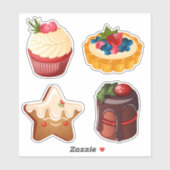 Weihnachts-Dessert mit Cupcake, Gingerbread & Tart Aufkleber (Blatt)