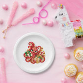 Weihnachts-Dessert-Teller – Eva der Oktopus Pappteller (Party)