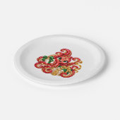 Weihnachts-Dessert-Teller – Eva der Oktopus Pappteller (Schrägansicht)