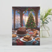 Weihnachts-Dessert Vintager Stil Feiertagskarte (Stehend Vorderseite)