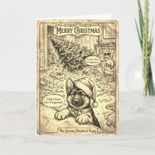 Weihnachts-Deutscher-Schaferhund-Welpe/Grumpy Cat Karte