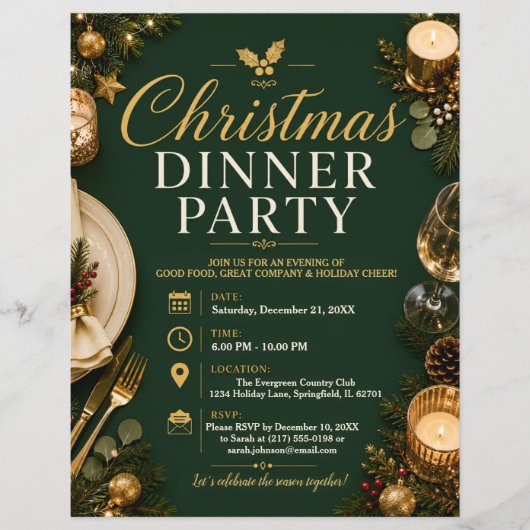 Weihnachts-Dinnerparty-Flugblatt Flyer (Vorne)