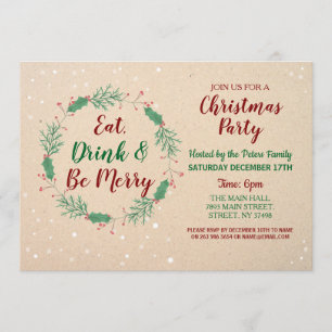 Weihnachts-Dinnerparty-Tag Feiertage Festlich Schn Einladung