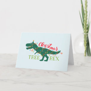 Weihnachts-Dino-Dinosaurier-lustiger-T-Rex-Baum-Ge Karte
