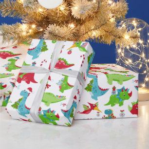 Weihnachts-Dinos für Kinder Geschenkpapier