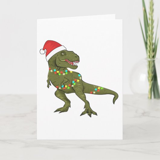 Weihnachts Dinosaur T-Rex Santa Grußkarte Karte (Vorderseite)