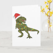 Weihnachts Dinosaur T-Rex Santa Grußkarte Karte (Gelbe Blume)