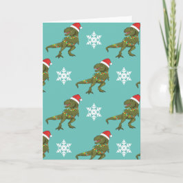 Weihnachts Dinosaur T-Rex Santa Grußkarte Karte