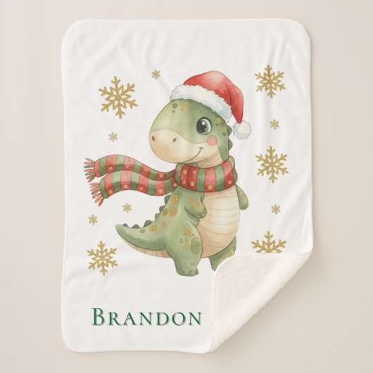 Weihnachts-Dinosaurier-Baby-Shower-Geschenk Klein Sherpadecke (Vorderseite)