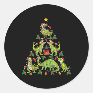 Weihnachts-Dinosaurier-Baum Rex-Shirt Jungen Kinde Runder Aufkleber