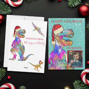 Weihnachts-Dinosaurier Eigenes Foto Feiertagskarte