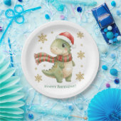Weihnachts-Dinosaurier-Geburtstagsfeier Pappteller (Party)