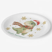 Weihnachts-Dinosaurier-Geburtstagsfeier Pappteller (Schrägansicht)