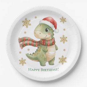 Weihnachts-Dinosaurier-Geburtstagsfeier Pappteller
