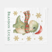Weihnachts-Dinosaurier-Geburtstagsgeschenk Fleecedecke (Vorderseite (Horizontal))