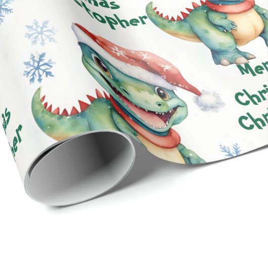 Weihnachts-Dinosaurier Geschenkpapier (Rolleneckpunkt)