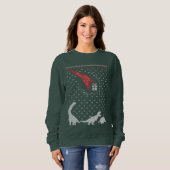 Weihnachts Dinosaurier hässlich Pullover Sweatshir (Vorne ganz)