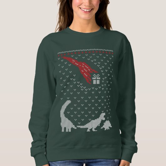 Weihnachts Dinosaurier hässlich Pullover Sweatshir (Vorderseite)