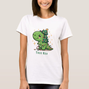 Weihnachts-Dinosaurier-Lichtparty Lustiger Baum Re T-Shirt