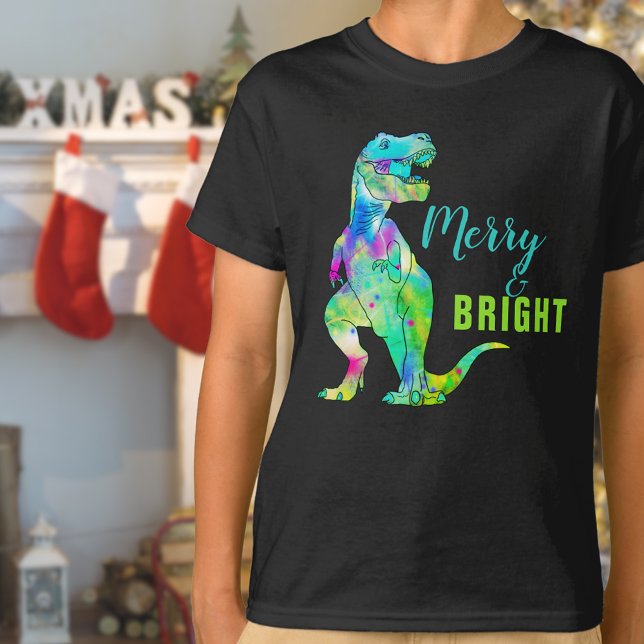 Weihnachts-Dinosaurier Merry & Bright T-Rex Zitat T-Shirt (Merry & Bright christmas dinosaur T-Rex kids T-Shirt)
