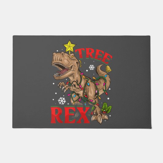 Weihnachts Dinosaurier Tree Rex Lights TRex Xmas G Fußmatte (Vorderseite)