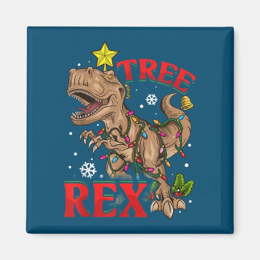 Weihnachts Dinosaurier Tree Rex Lights TRex Xmas G Magnet (Vorne)