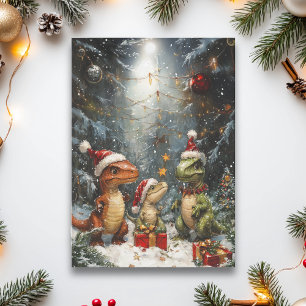 Weihnachts-Dinosaurier-Tyrannosaurus Karte