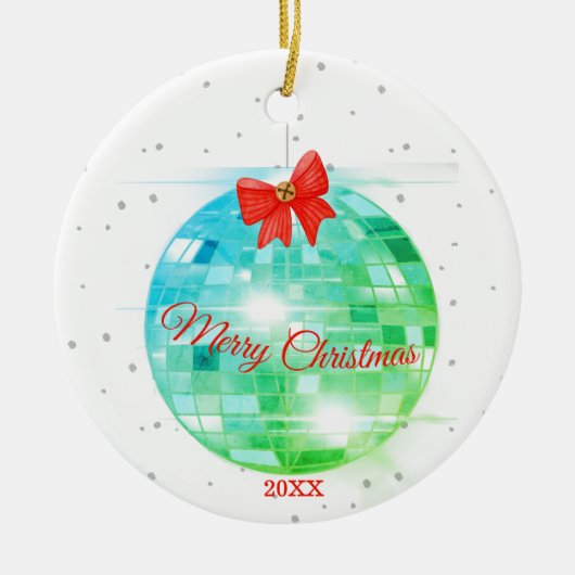 Weihnachts Disco Ball Merry Spaß Gruß Keramik Ornament (Vorne)