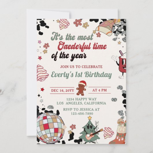 Weihnachts Disco Ball Onederday Einladung (Vorderseite)