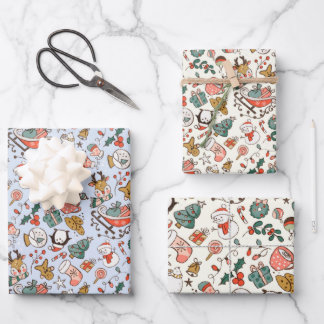 Weihnachts-Ditsy-Doodle  Geschenkpapier Set
