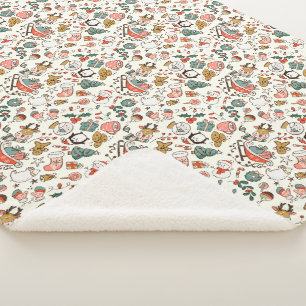 Weihnachts-Ditsy-Doodle Sherpadecke