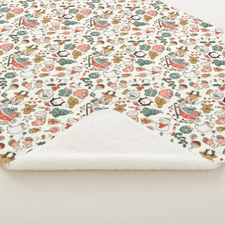 Weihnachts-Ditsy-Doodle  Sherpadecke