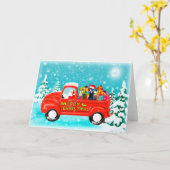 Weihnachts Doberman Dog-Lieferwagen Karte (Gelbe Blume)