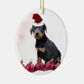 Weihnachts Doberman Welpe rund Keramik Ornament (Rechts)