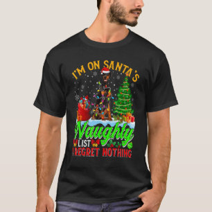 Weihnachts-Dobermann-Hund auf Santas unartiger Lis T-Shirt