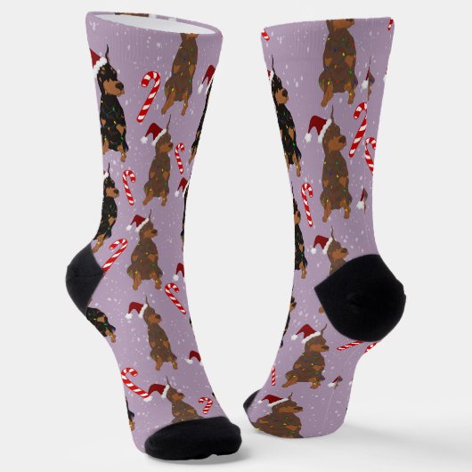 Weihnachts-Dobermann Socken (Gewinkelt)