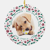 Weihnachts-DOG-MAMA Personalisiertes Niedliches Ha Keramik Ornament (Hinten)