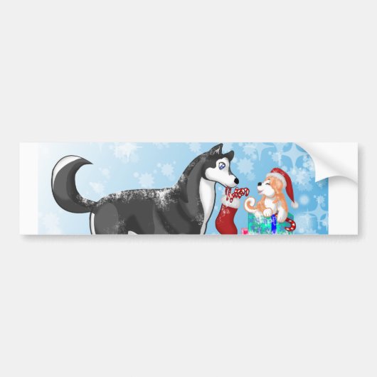 Weihnachts-Doggies! Autoaufkleber (Vorne)