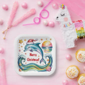 Weihnachts-Dolphin im Paradies Pappteller (Party)