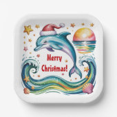 Weihnachts-Dolphin im Paradies Pappteller (Vorderseite)