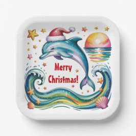 Weihnachts-Dolphin im Paradies Pappteller