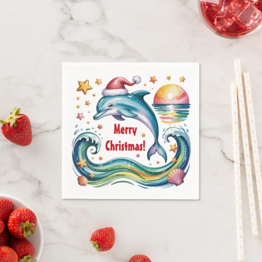 Weihnachts-Dolphin im Paradies Serviette (Beispiel)